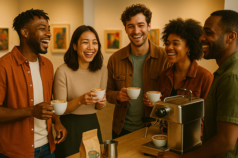 a group drinking coffee